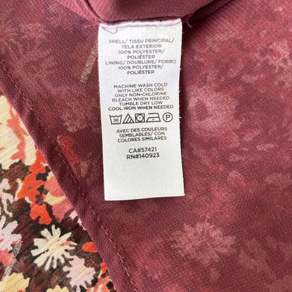 LOFT Burgundy Pink Floral V-Neck Peplum Blouse - Size L - Picture 10 of 14